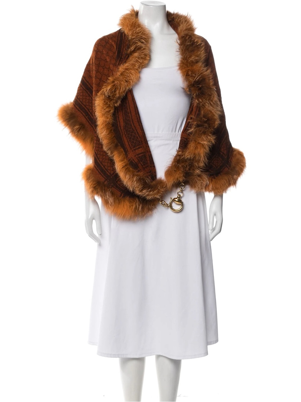 Gucci Wool and Fur trim shawl